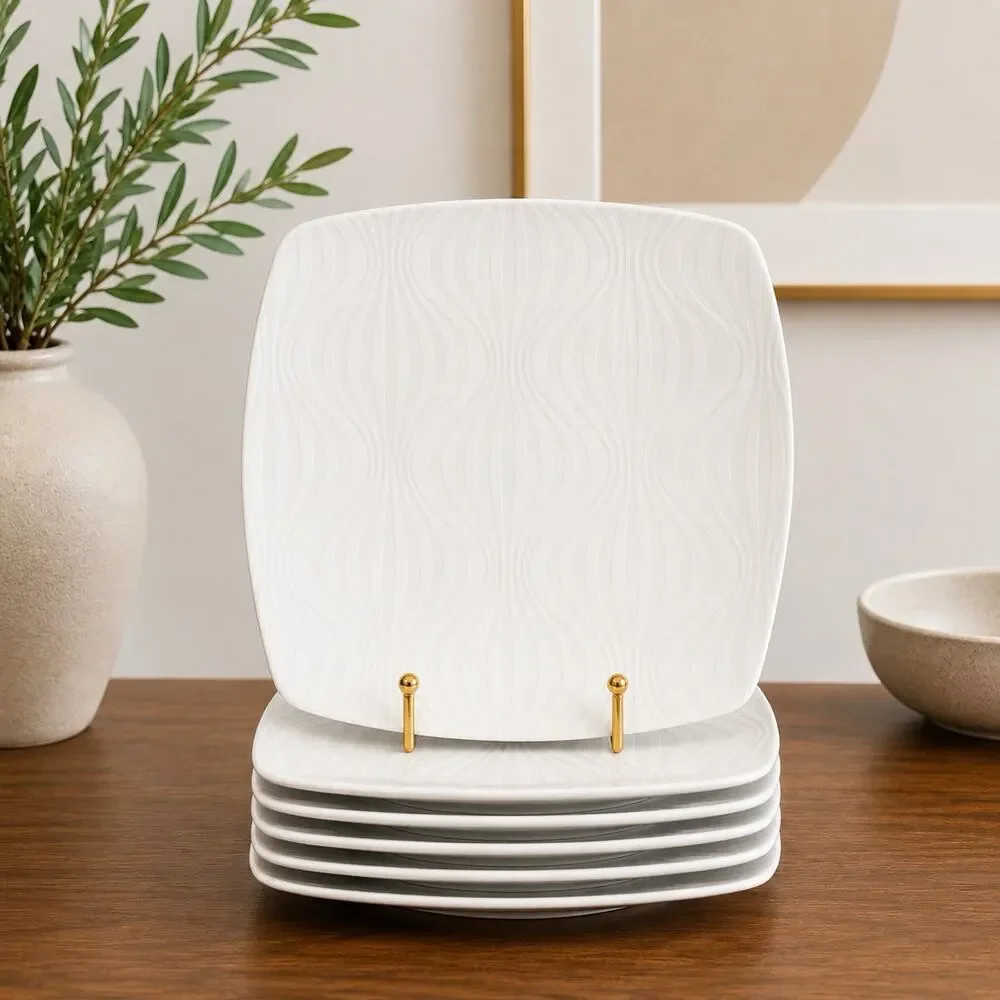 4 x Jonathan Adler Happy Home Lantern Dinner Plates Contemporary Modern Coastal